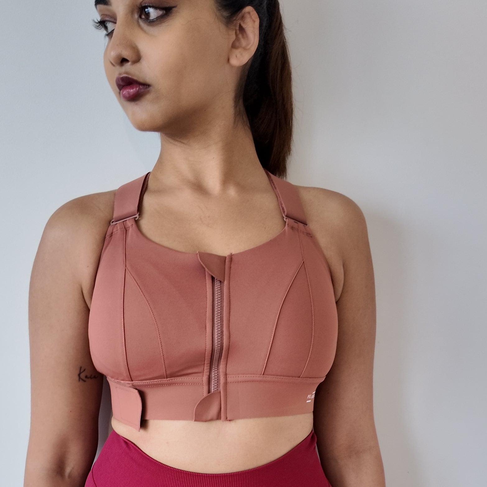 Front Zip High Impact Bra With Adjustable Chest Strap