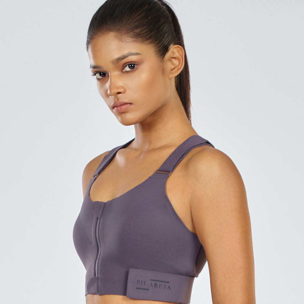 Front Zip Cross Back Bra
